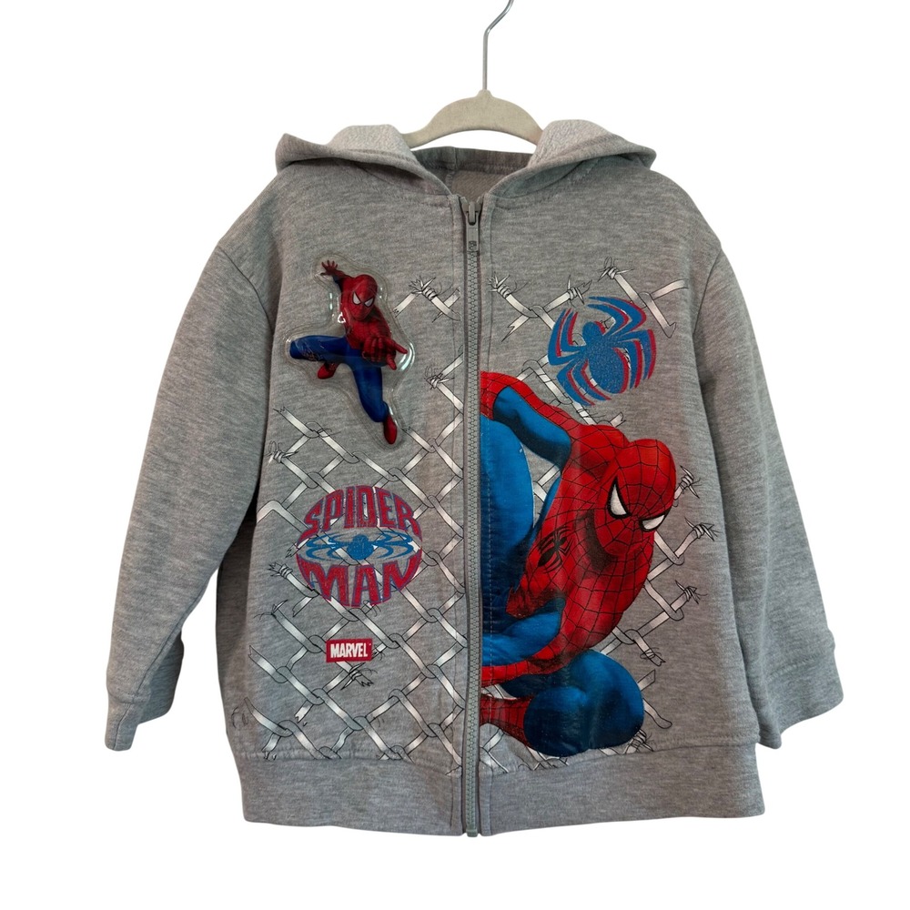 Y2K Marvel Spider-Man Boys 5T Full Zip Hoodie Sweatshirt Cotton Webs